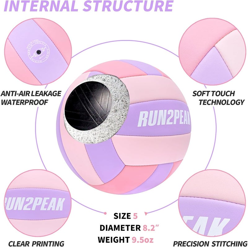 RUN2PEAK Soft Touch Volleyball Ball Gifts for Teen Girls Kids Youth Team Beginners Durable Volleyballs for Outdoor Indoor Beach Pool Water Play Official Size 5 Training Practice Volley Ball - Image 5